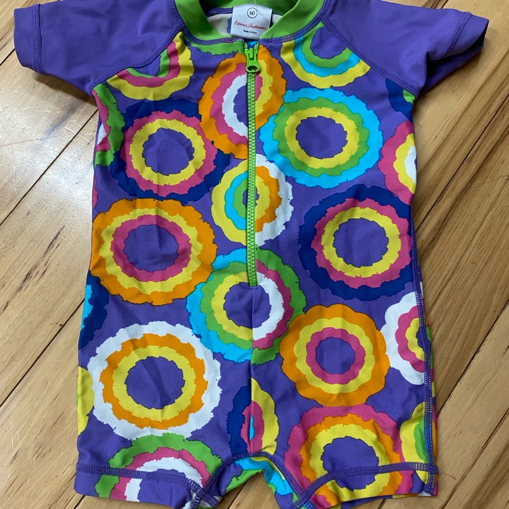 Hanna Andersson Purple Multicolor Kids Swim Rashguard